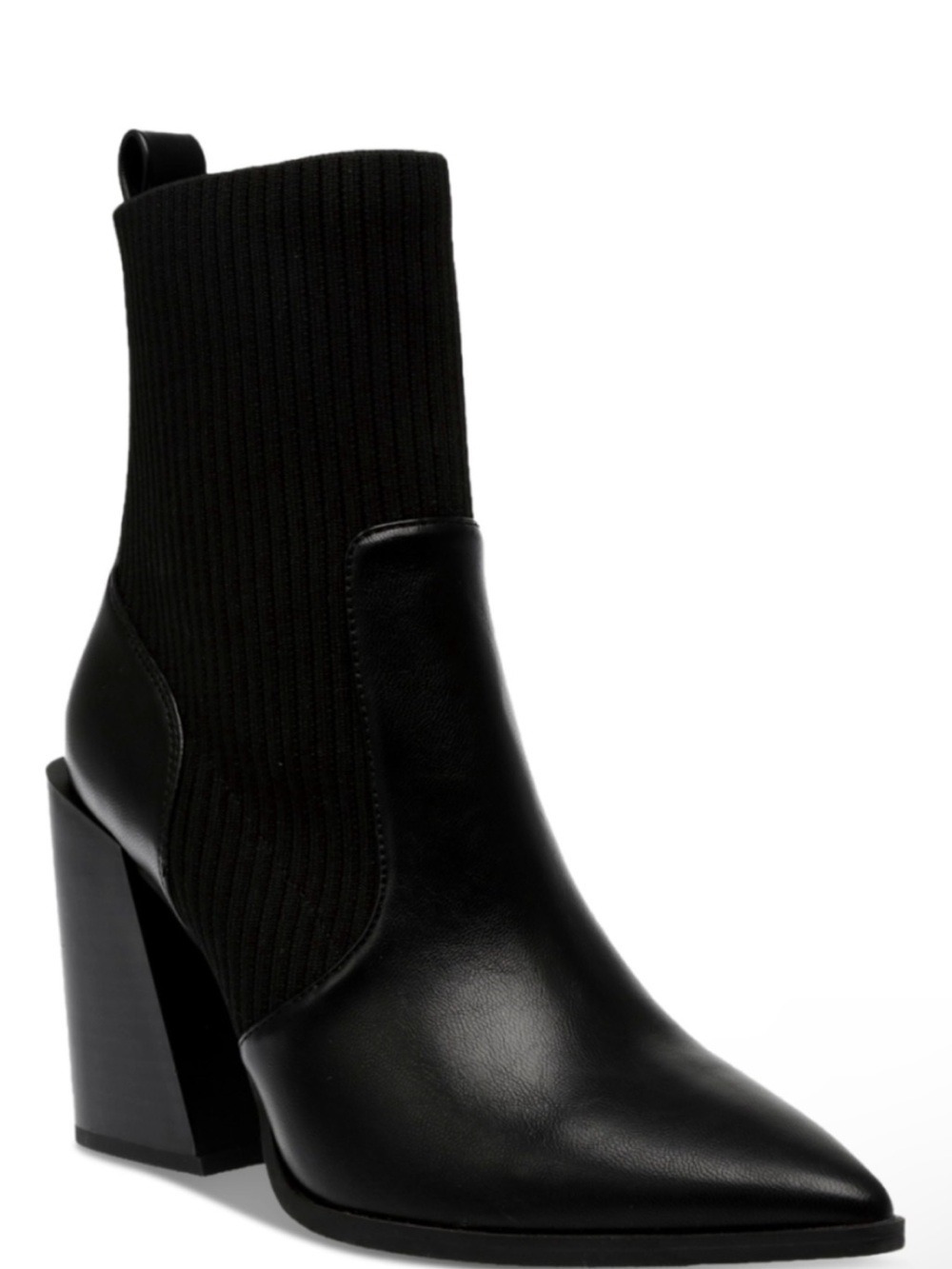 Wild Pair Trinity Black Pointed Toe Ankle Boots Pull-On Knit Booties Sz 6 - NWT